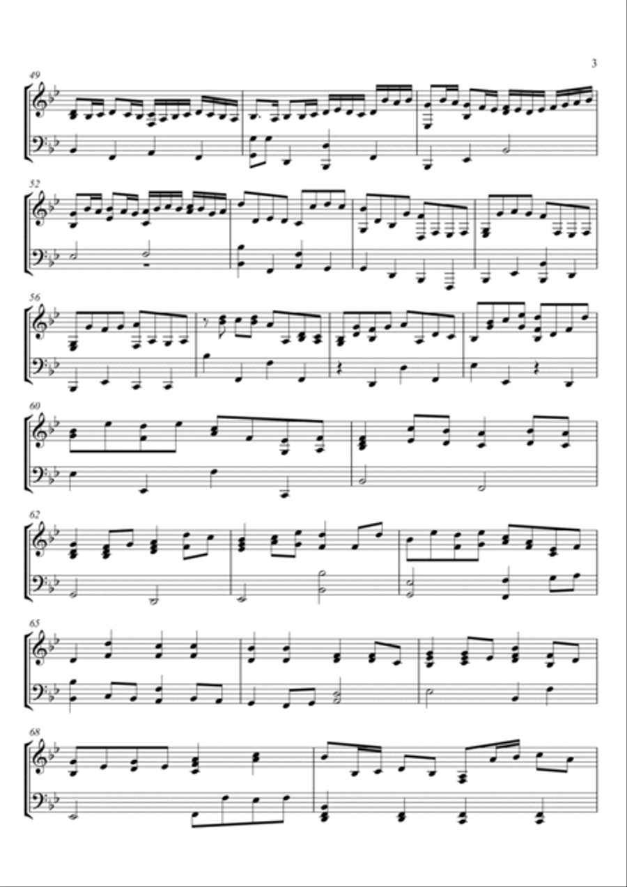 Johann Pachelbel - Canon in D - Bb major key Piano Solo scores gallery preview page 3