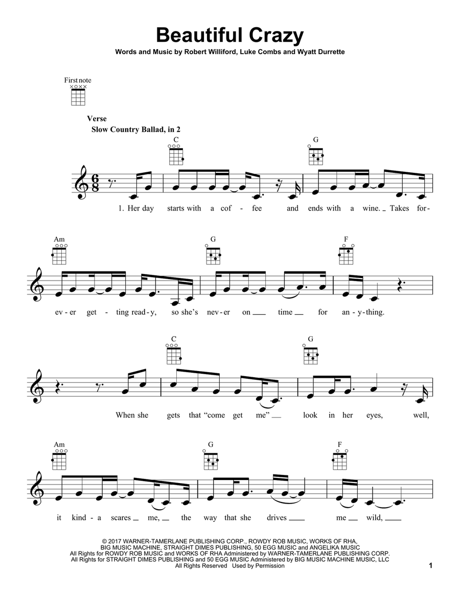Beautiful Crazy Ukulele scores gallery preview page 1