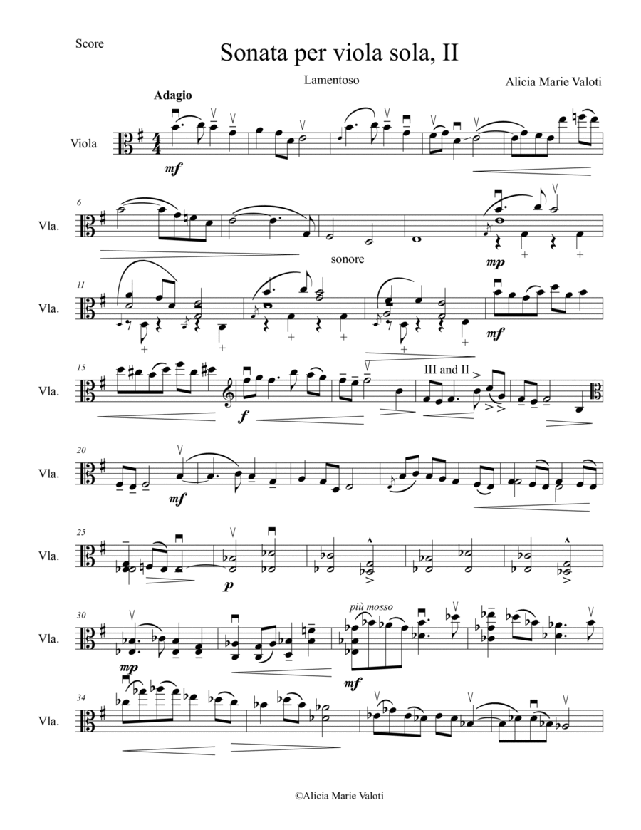 Sonata per viola sola, II: Lamentoso