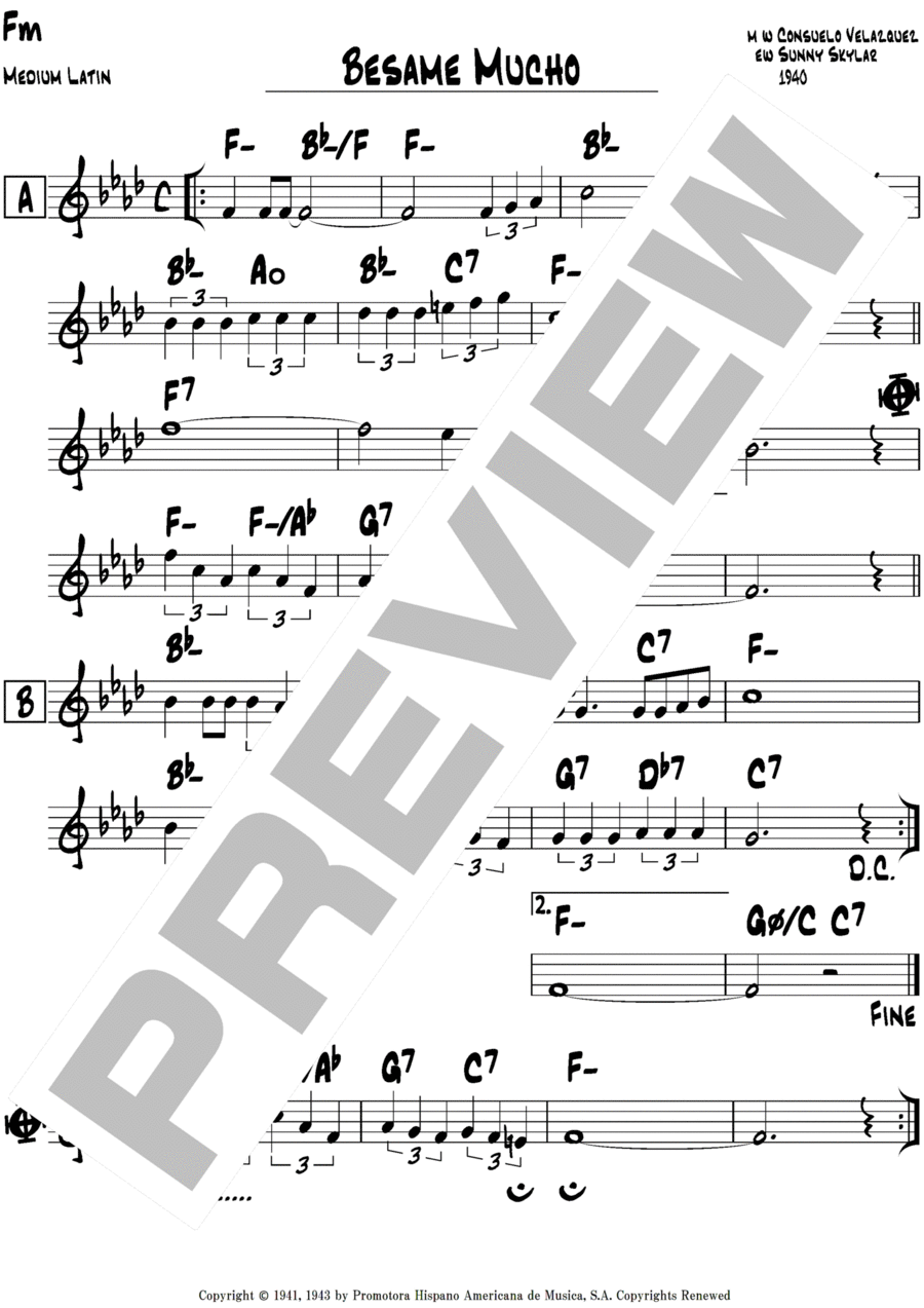 Bésame Mucho (Kiss Me Much) Piano scores gallery preview page 1