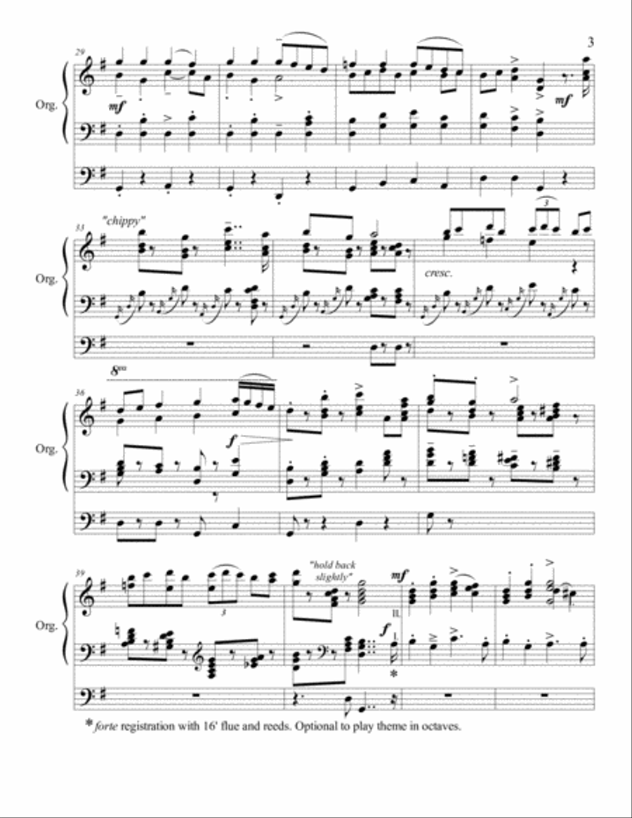 Percy Grainger at his best, a fiddler's tune arranged for organ. Small Ensemble scores gallery preview page 3
