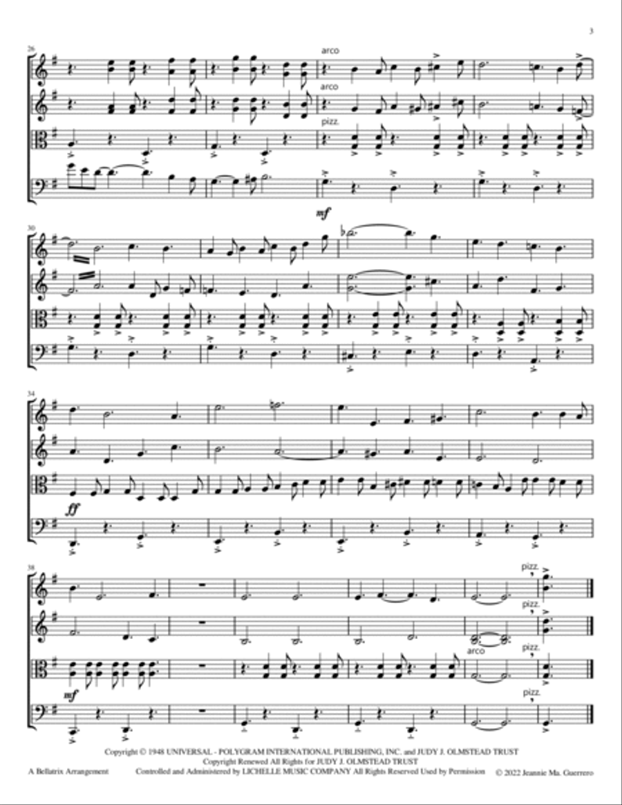 Blue Christmas Blue Christmas String Quartet scores gallery preview page 3