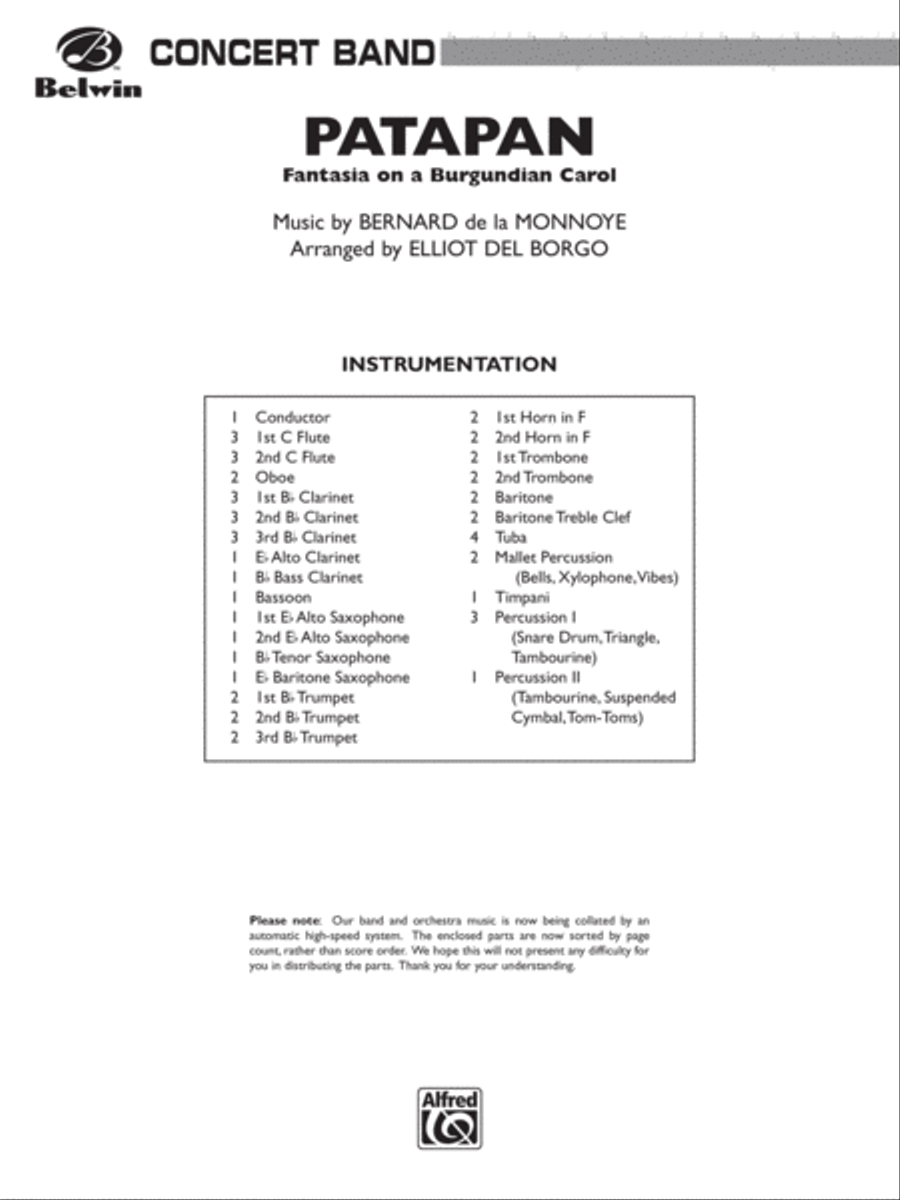 Patapan: Score Patapan: Score Concert Band scores gallery preview page 1