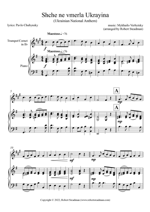 Book cover for Shche ne vmerla Ukrayina (Ukrainian National Anthem) - TRUMPET/CORNET & PIANO (SCORE/PART INCLUDED)