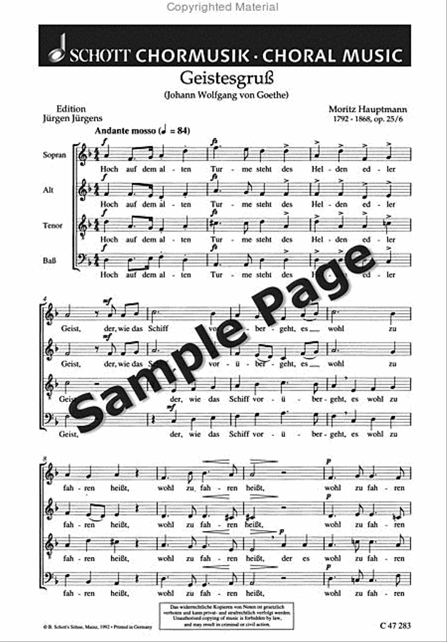 Hauptmann M Geistesgruss Op25/6 4-Part scores gallery preview page 2