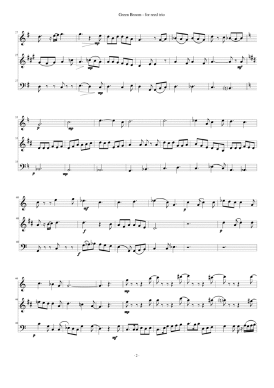 The Ballad of Green Broom for wind trio Bassoon scores gallery preview page 2