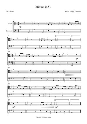 telemann twv 32:13 minuet in g Viola and Bassoon sheet music