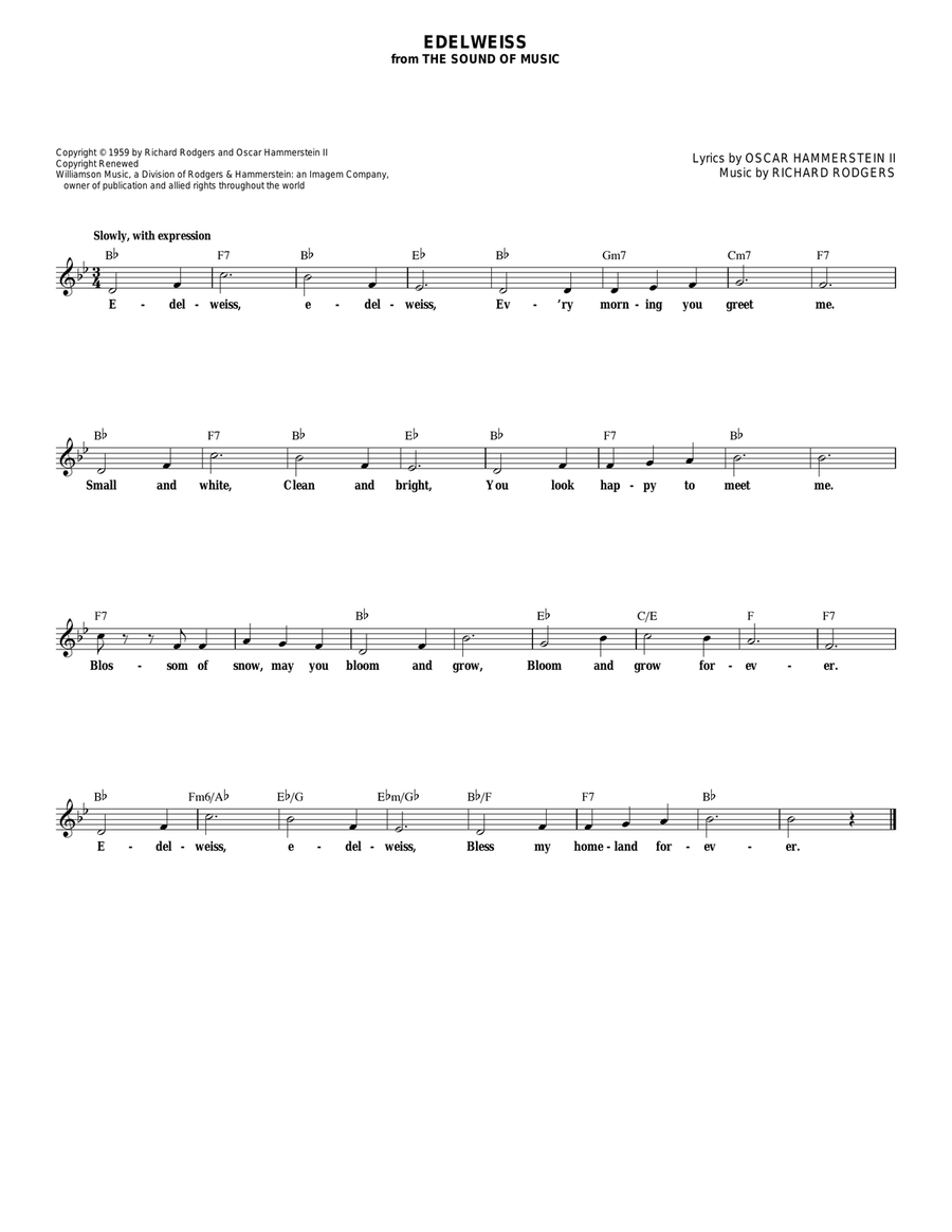 Edelweiss (from The Sound of Music) Guitar scores gallery preview page 1