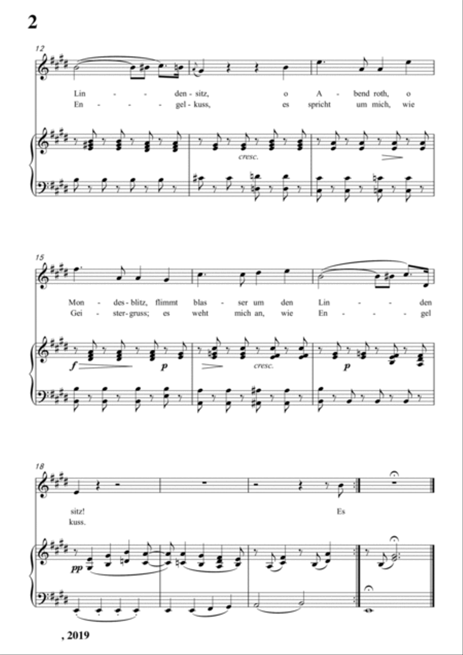 Schubert-Abends unter der Linde,D.237 in E for Vocal and Piano Voice scores gallery preview page 3