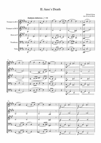 Peer Gynt Suite Nº1 - E. Grieg - For Brass Quintet (Full Score and Parts image number null