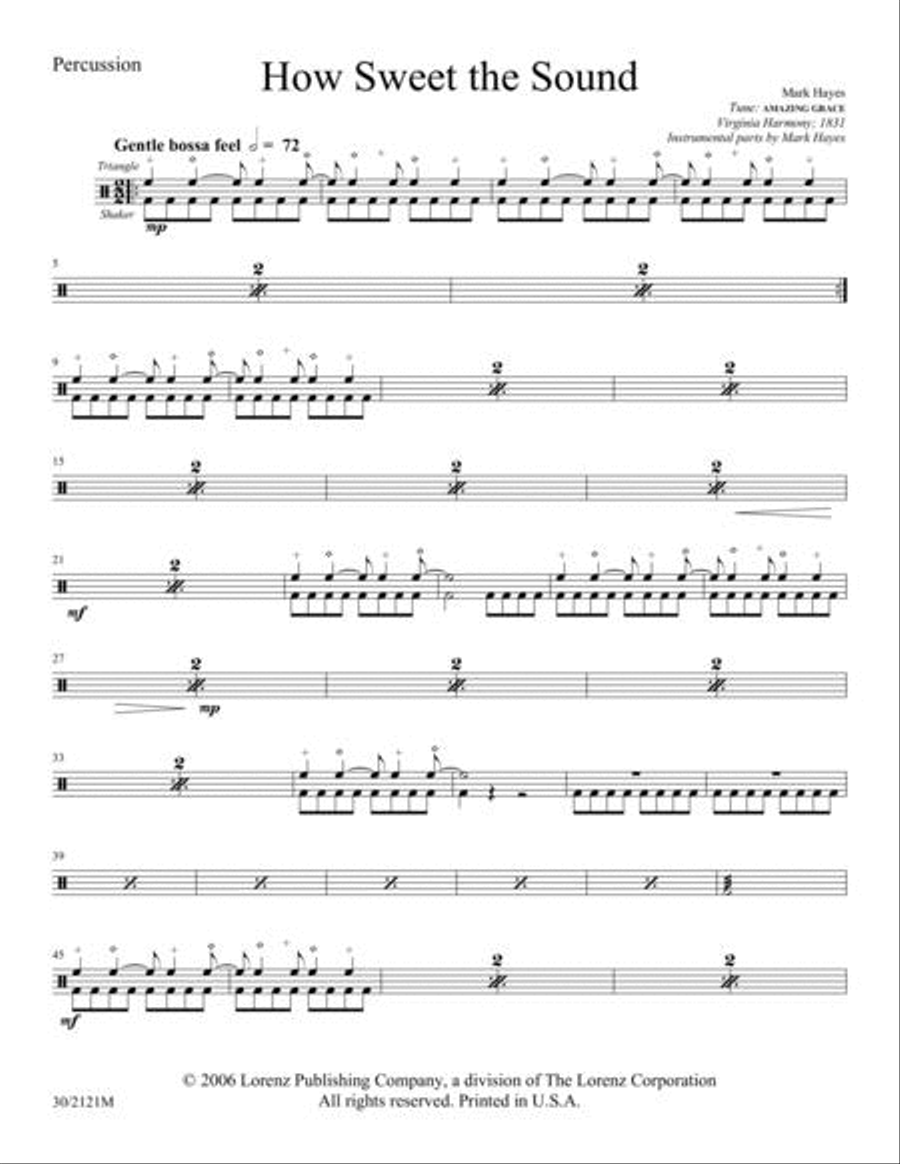 How Sweet the Sound - Sax, Rhythm and Percussion Parts Choir scores gallery preview page 4