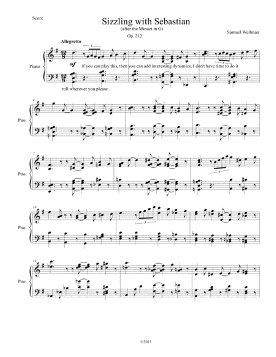 Sizzling with Sebastian Piano Solo scores gallery preview page 1