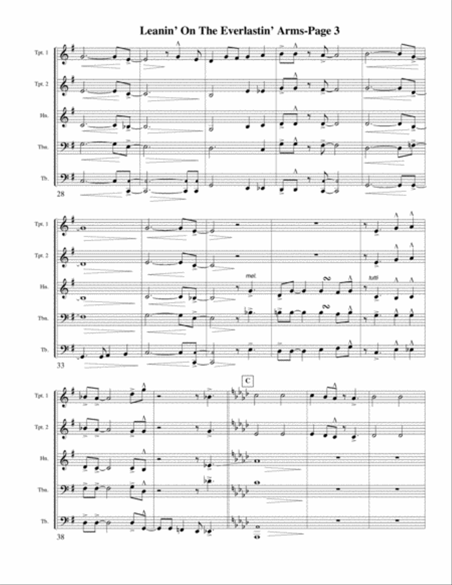 Leaning On the Everlasting Arms for Brass Quintet Brass Quintet scores gallery preview page 3