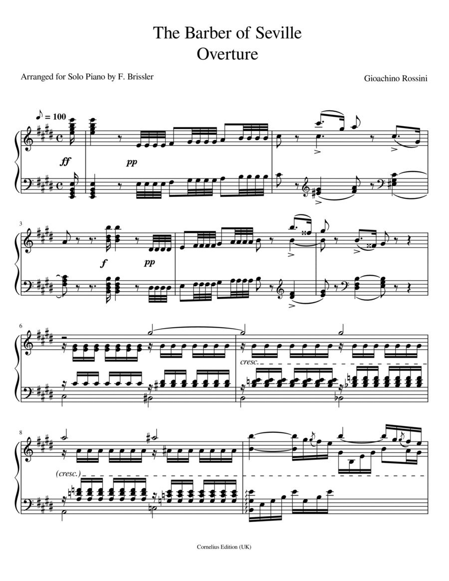 The Barber of Seville Overture (complete, for solo piano) image number null