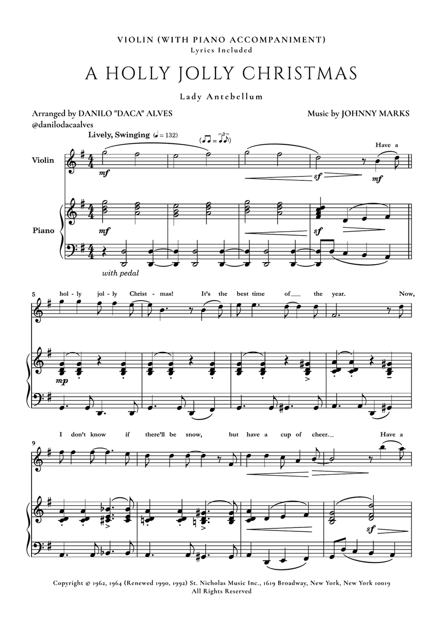 A Holly Jolly Christmas Violin Solo scores gallery preview page 1