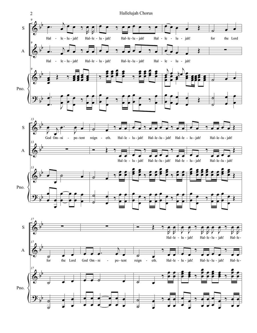 Hallelujah Chorus (2-part choir - (SA) SA scores gallery preview page 2