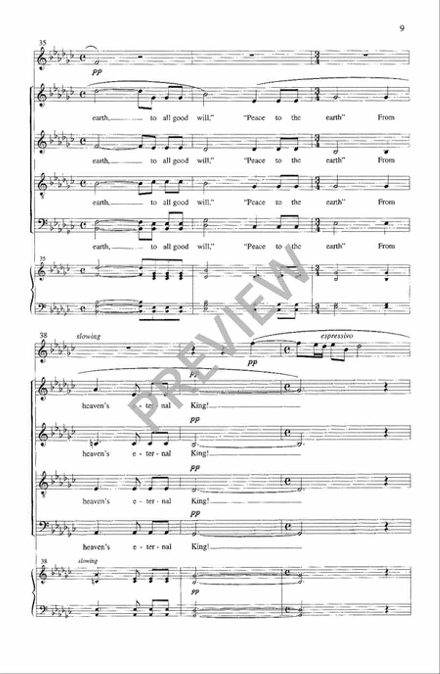 Calm on the Listening Ear of Night 4-Part scores gallery preview page 10