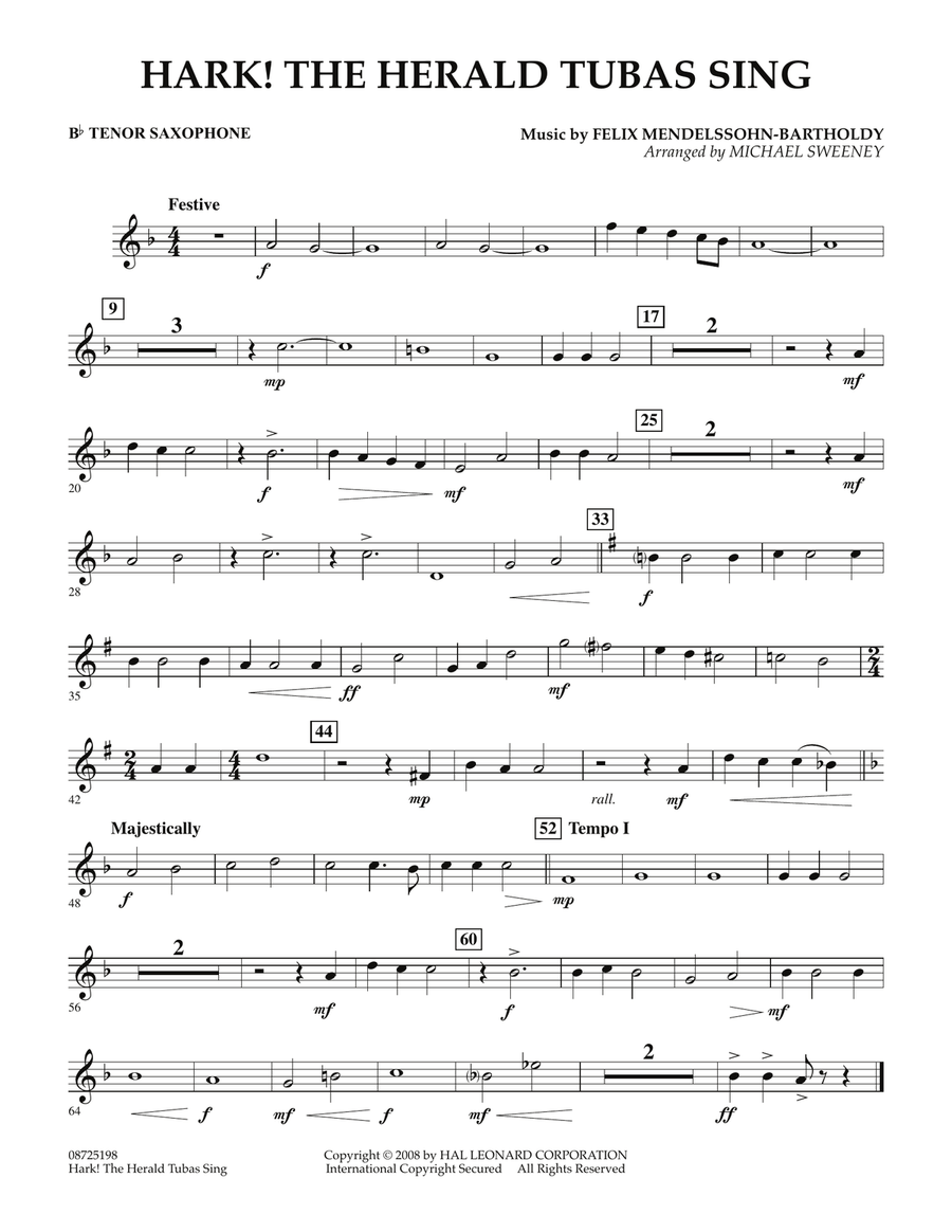 Hark! The Herald Tubas Sing - Bb Tenor Saxophone Concert Band scores gallery preview page 1