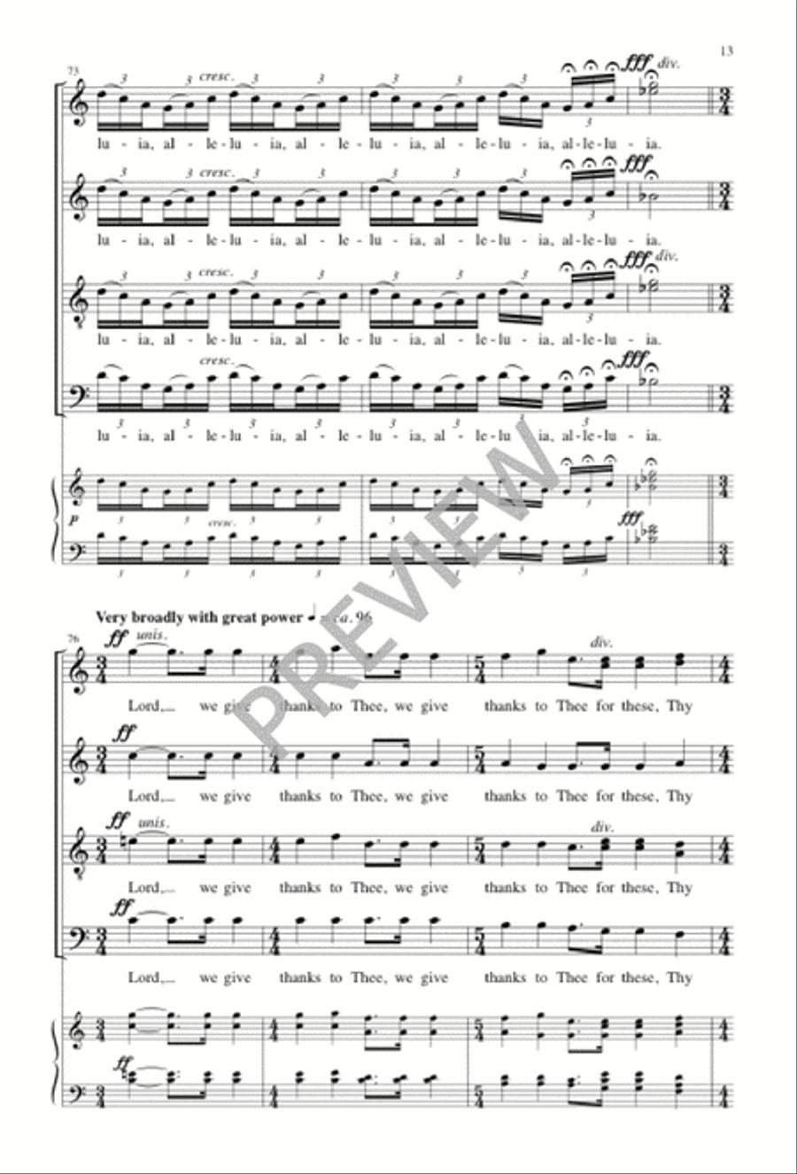 Lord, We Give Thanks to Thee 4-Part scores gallery preview page 13