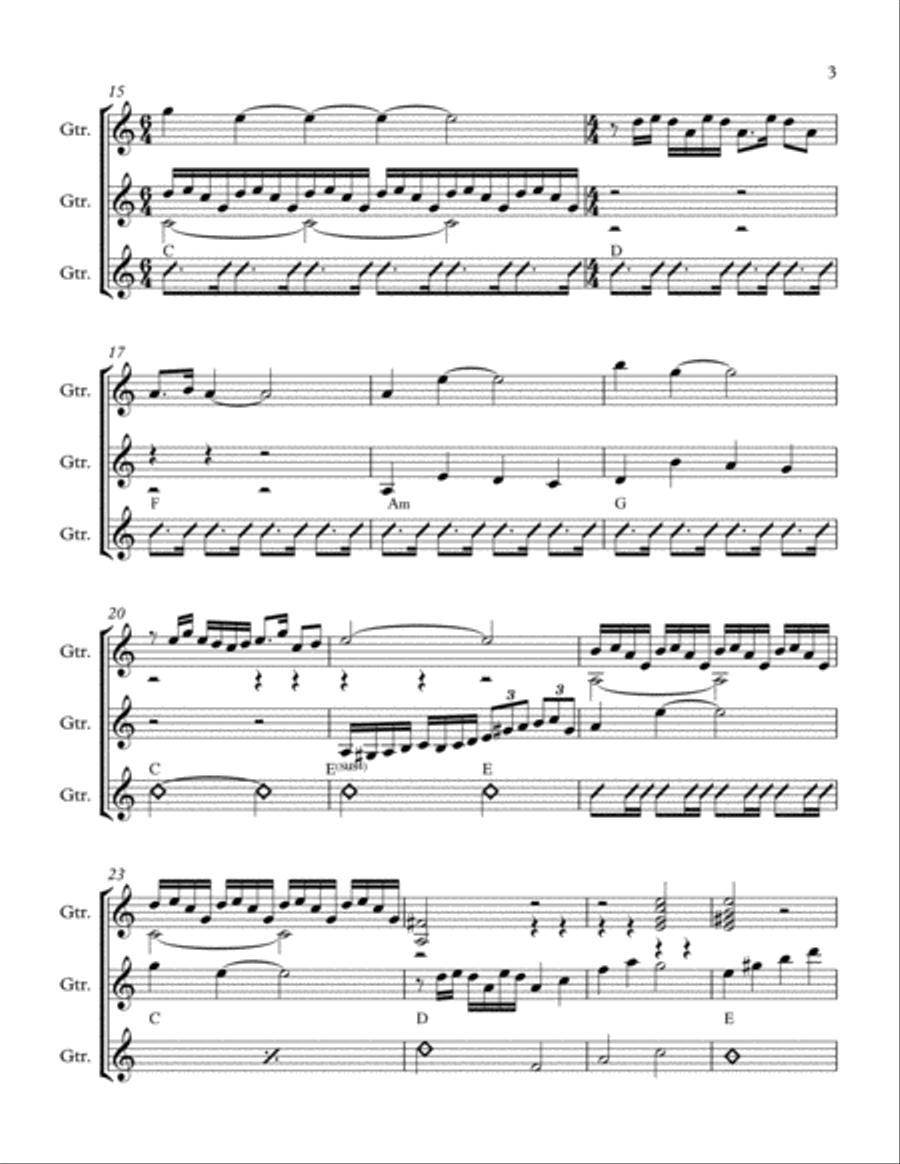 The Ecstasy Of Gold from THE GOOD, THE BAD AND THE UGLY Guitar Ensemble scores gallery preview page 3