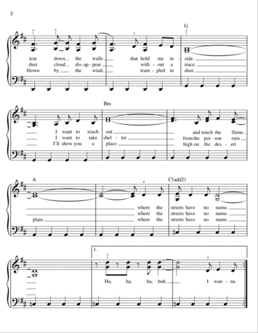 Where The Streets Have No Name Voice scores gallery preview page 2