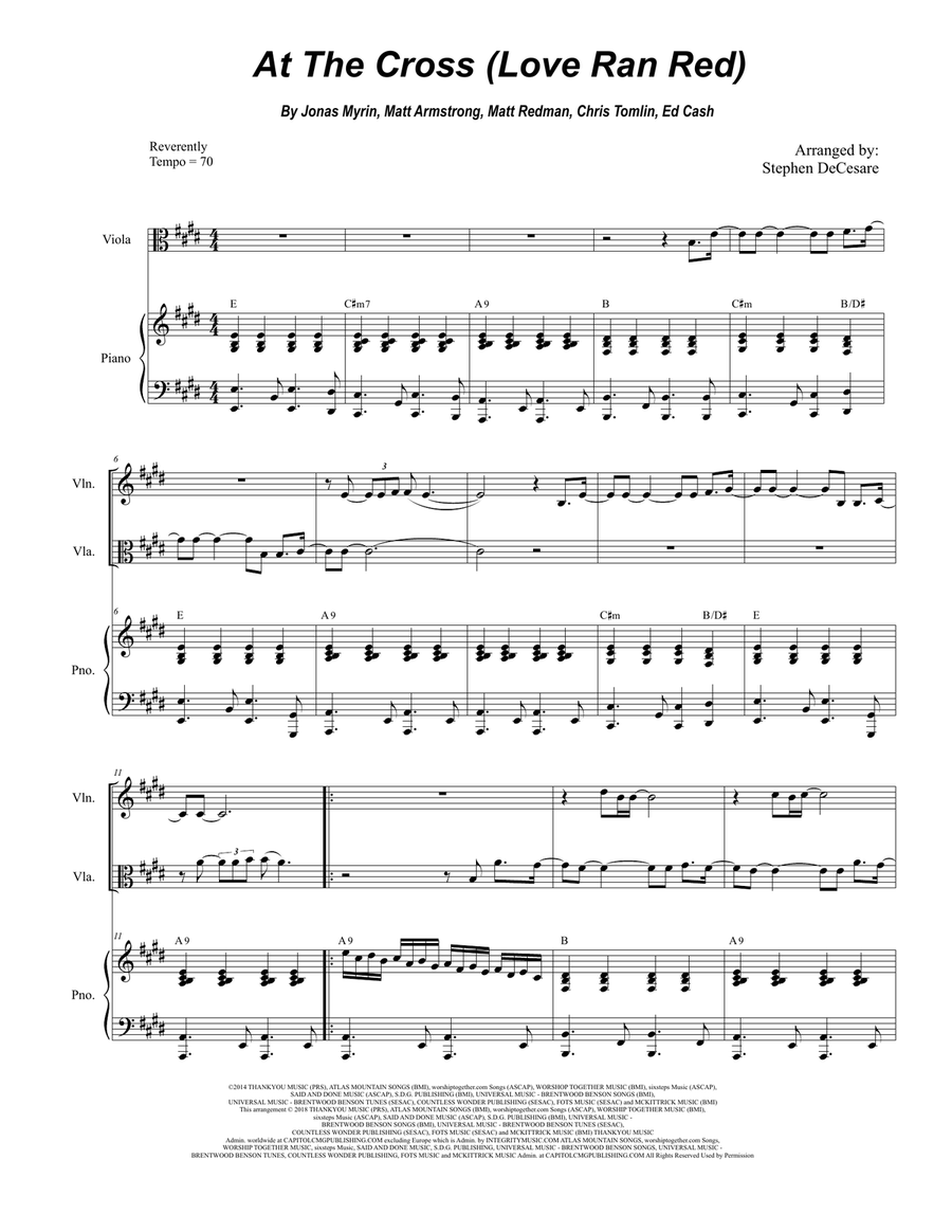 At The Cross (love Ran Red) String Duet scores gallery preview page 1