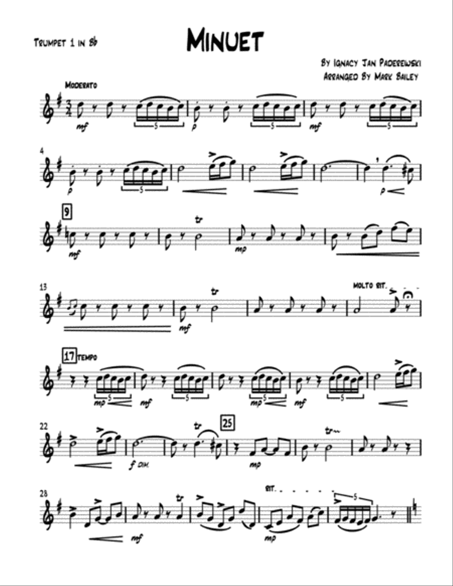 Minuet by By Ignacy Jan Paderewski (For Brass Quartet) Brass Quartet scores gallery preview page 6