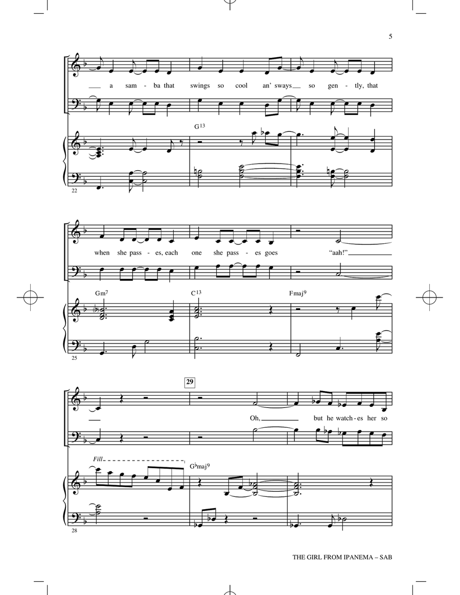 The Girl from Ipanema (Garôta de Ipanema) (arr. Paris Rutherford) 3-Part scores gallery preview page 3