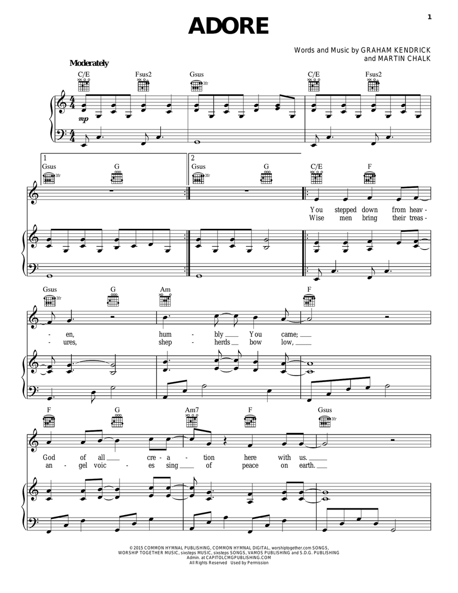 Adore Adore Piano, Vocal, Guitar scores gallery preview page 1