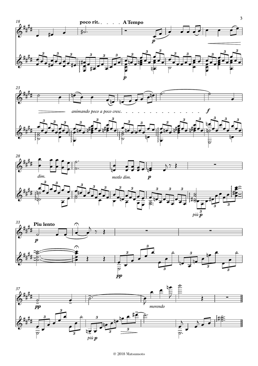 Beau Soir for violin and guitar String Duet scores gallery preview page 3