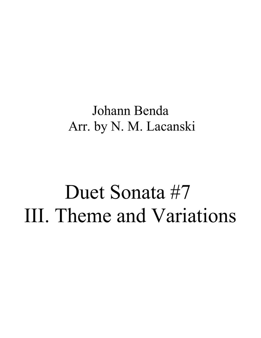 Duet Sonata #7 Movement 3 Theme and Variations