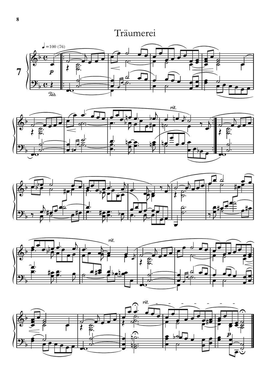 Robert Schumann - Reverie (Traumerei) Piano Solo scores gallery preview page 1