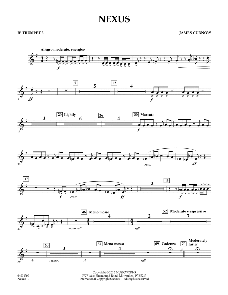 Nexus - Bb Trumpet 3 B-Flat Trumpet scores gallery preview page 1