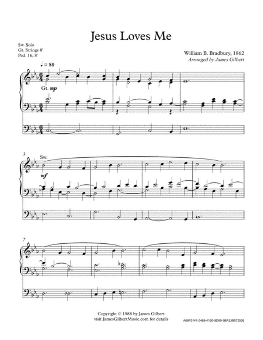 Jesus Loves Me Organ Solo scores gallery preview page 2