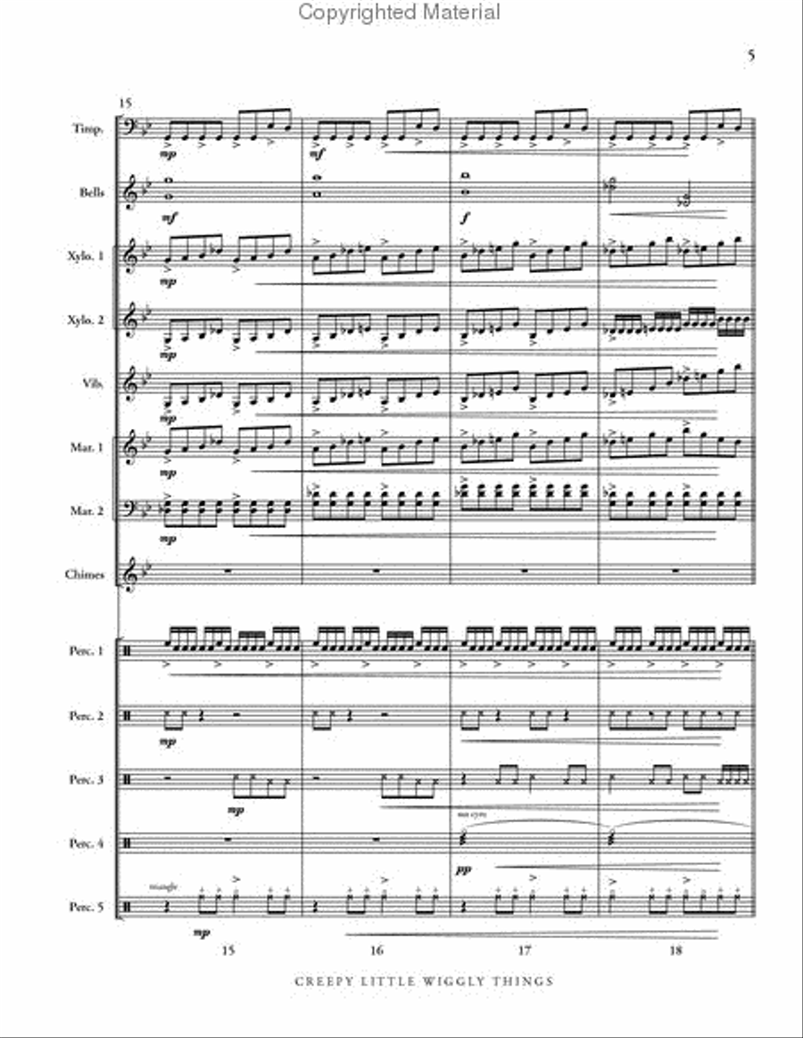 Creepy Little Wiggly Things Percussion Ensemble scores gallery preview page 6