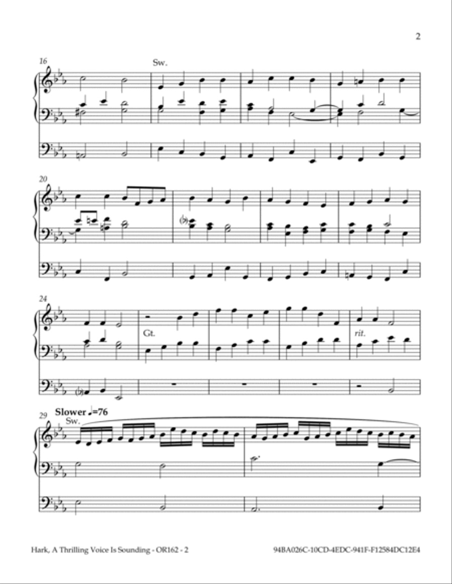 Hark, A Thrilling Voice Is Sounding Organ Solo scores gallery preview page 3