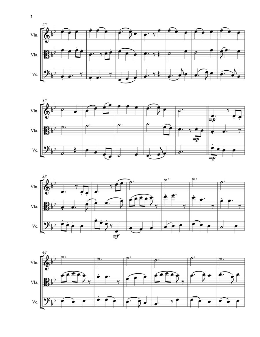 Variations on Rejoice and be merry (Gallery Carol) for string trio String Trio scores gallery preview page 2