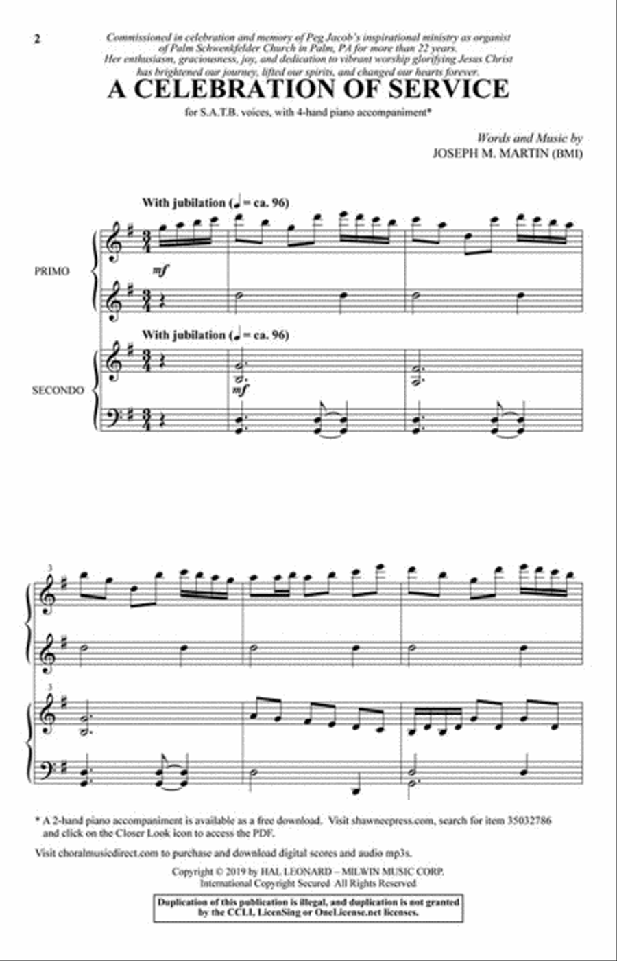 A Celebration of Service 4-Part scores gallery preview page 2
