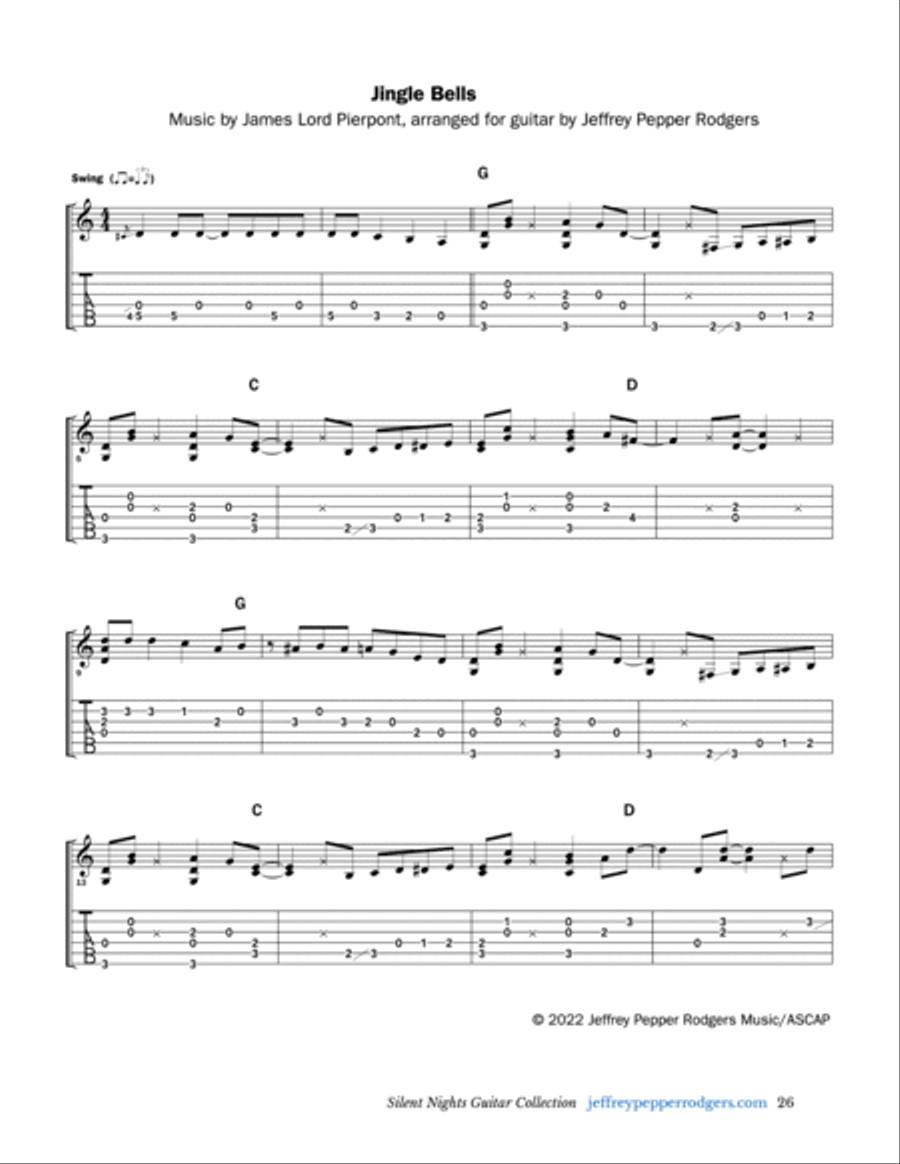 Jingle Bells - solo guitar Guitar Tablature scores gallery preview page 2