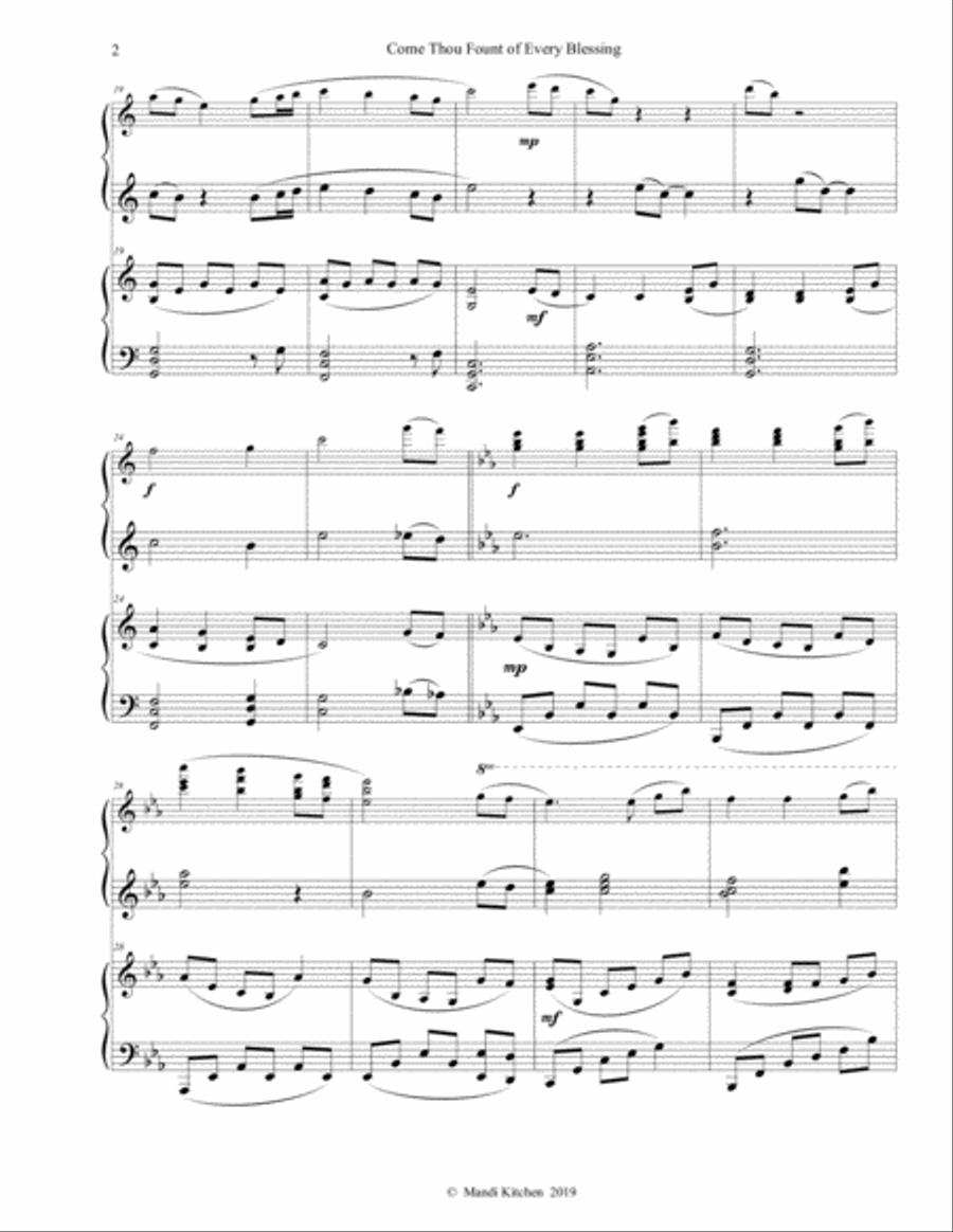 Come Thou Fount Piano Duet Piano Duet scores gallery preview page 2