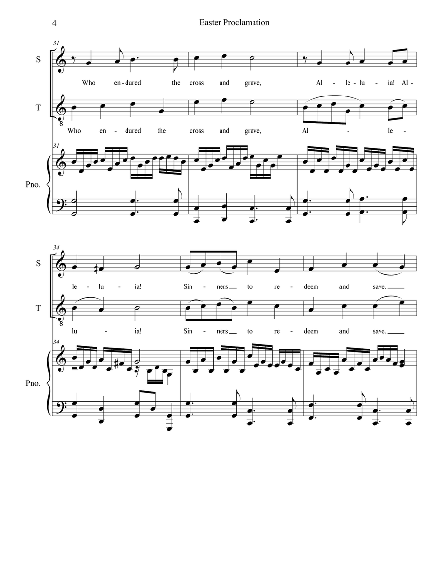 Easter Proclamation (The Risen Christ) (2-part choir - (Soprano and Tenor) 2-Part scores gallery preview page 4