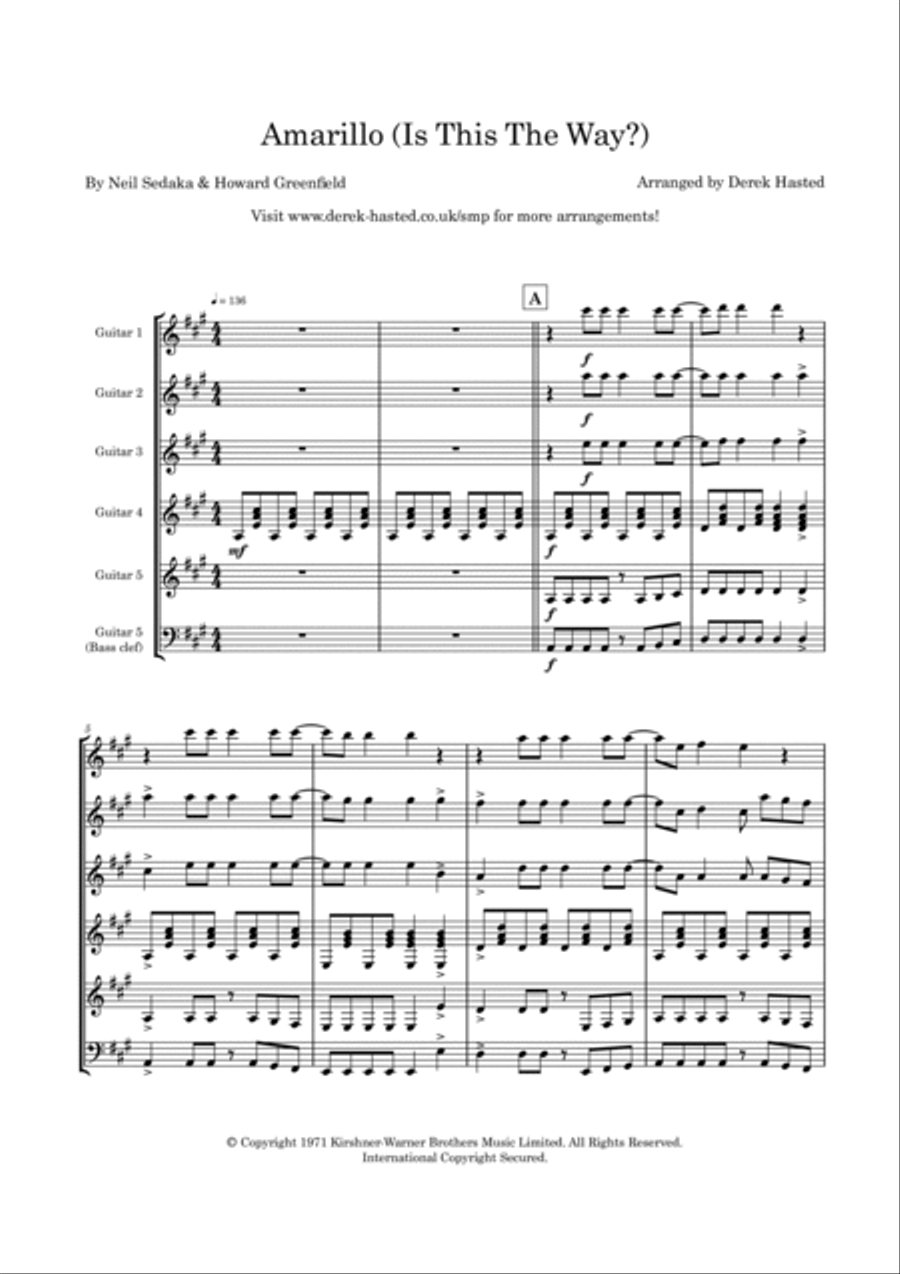 Amarillo (is This The Way To) Guitar Ensemble scores gallery preview page 4