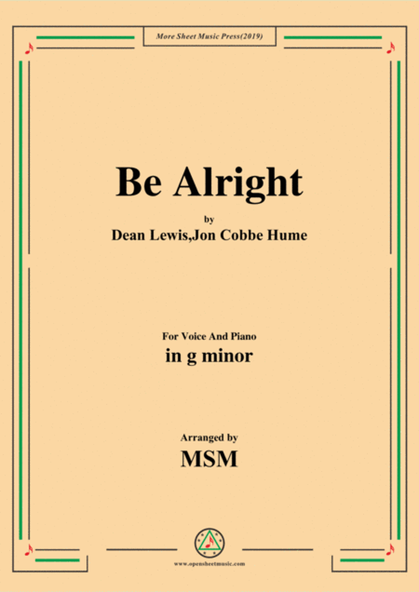 Be Alright,in g minor,for Voice And Piano