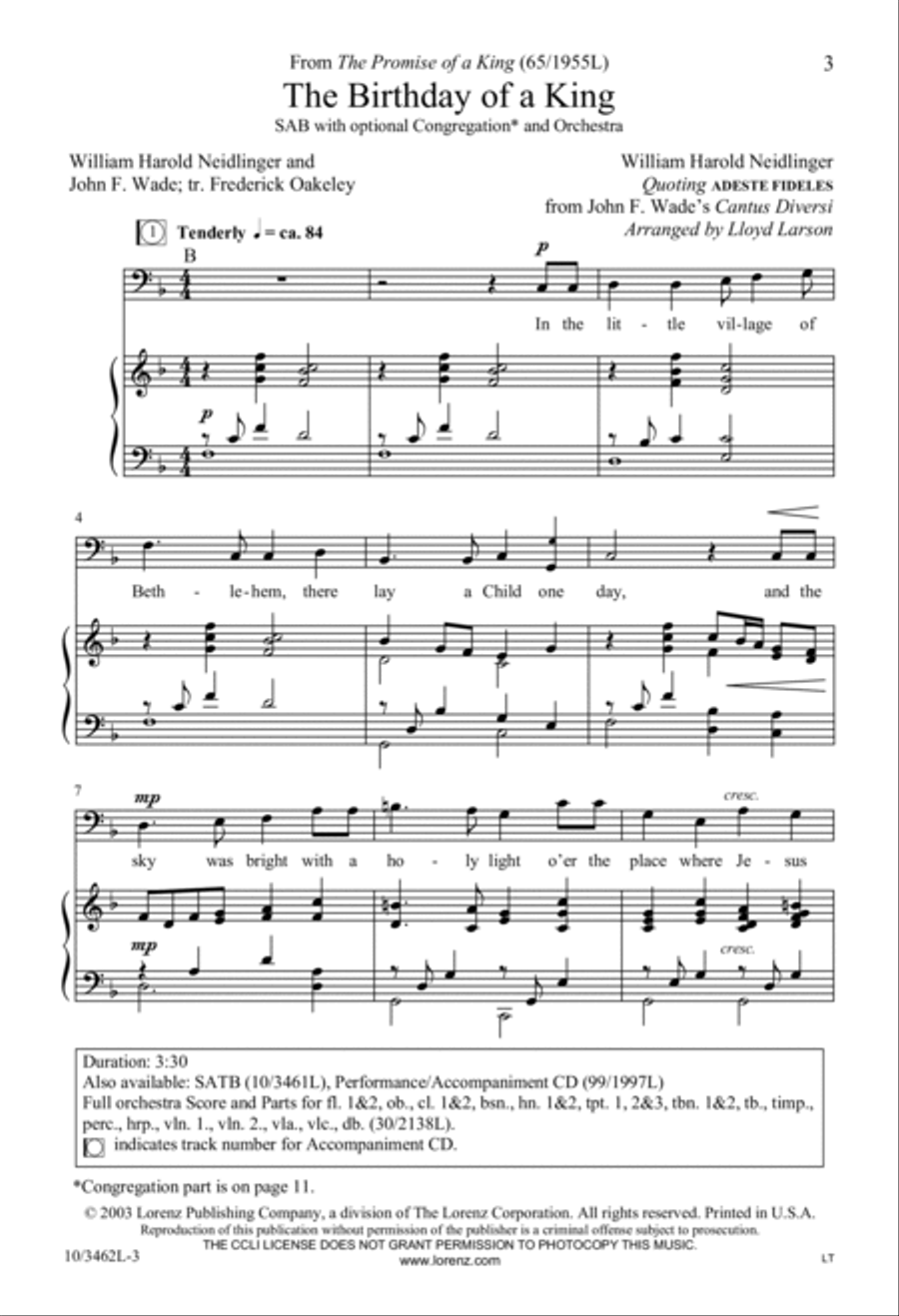 The Birthday of a King The Birthday of a King 3-Part scores gallery preview page 3