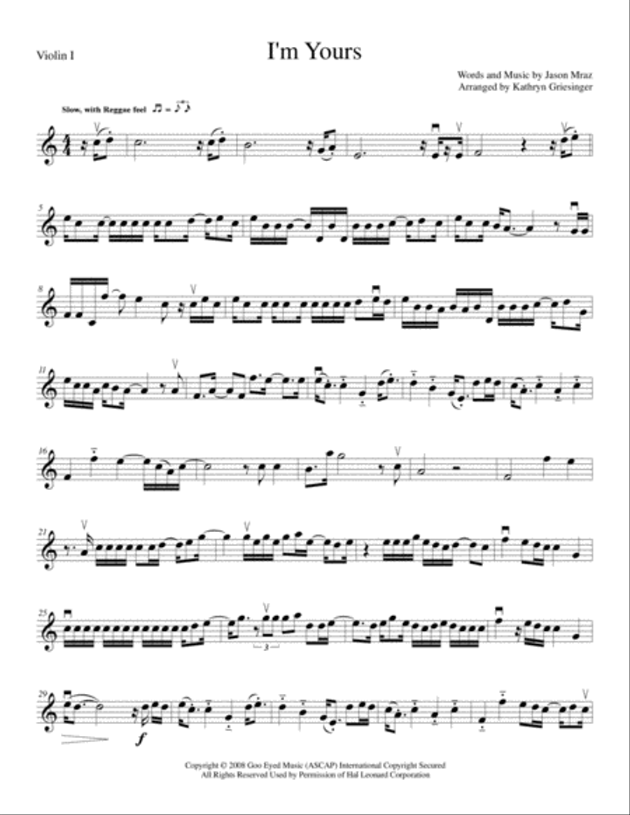 I'm Yours String Quartet scores gallery preview page 1