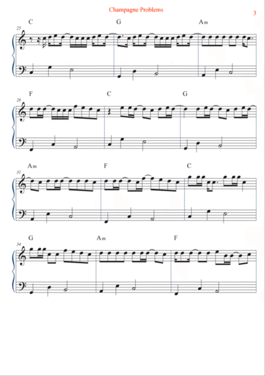 Champagne Problems Easy Piano scores gallery preview page 3
