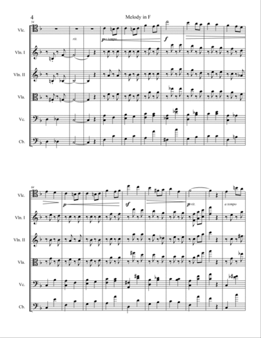 Melody in F Melody in F String Orchestra scores gallery preview page 4