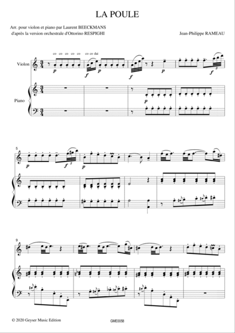 Rameau - The Hen - violin & piano Violin Solo scores gallery preview page 3