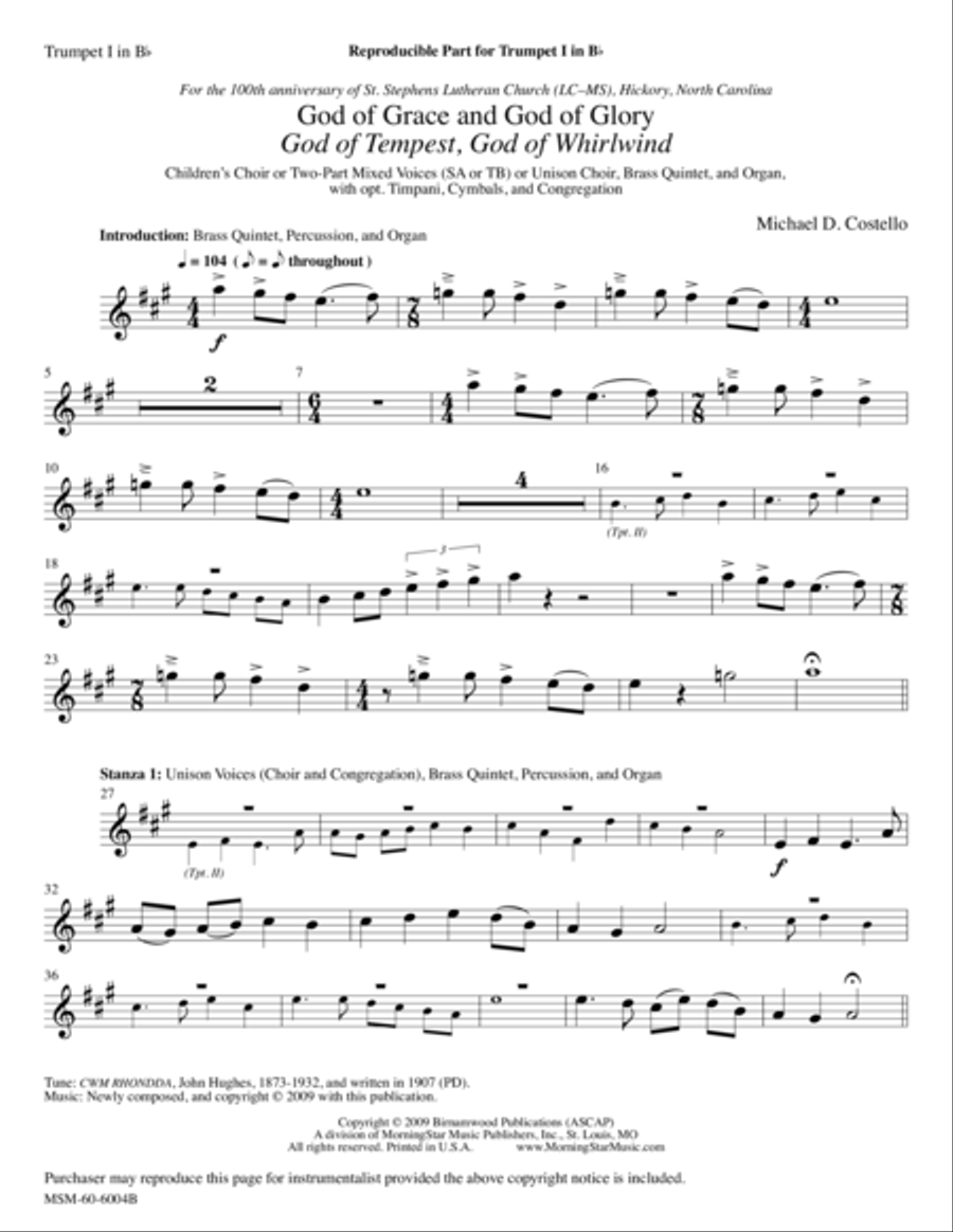 God of Grace and God of Glory God of Tempest, God of Whirlwind Choir scores gallery preview page 1