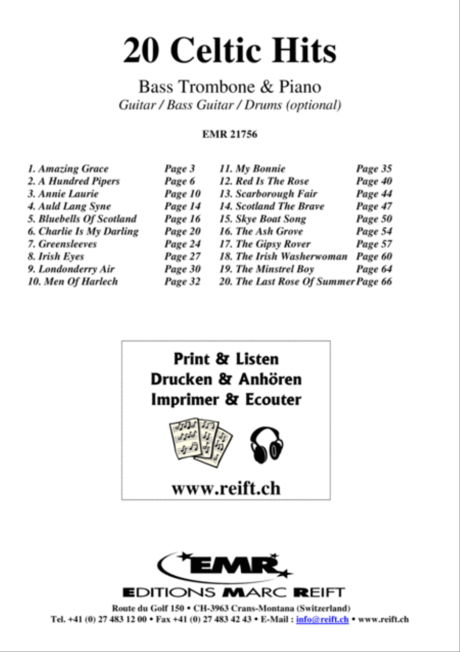 20 Celtic Hits Bass Trombone scores gallery preview page 2